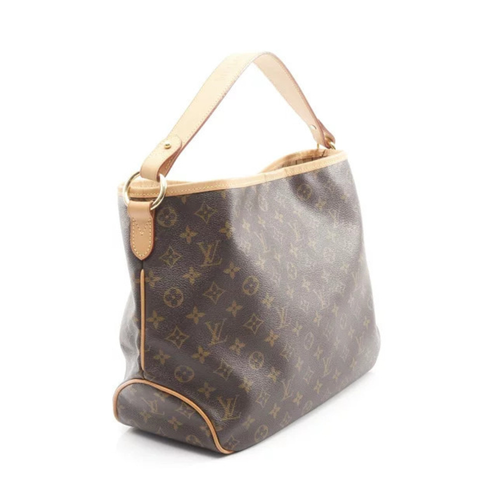 Louis Vuitton Leather Canvas Bag Delightful Shoulder Monogram Brown